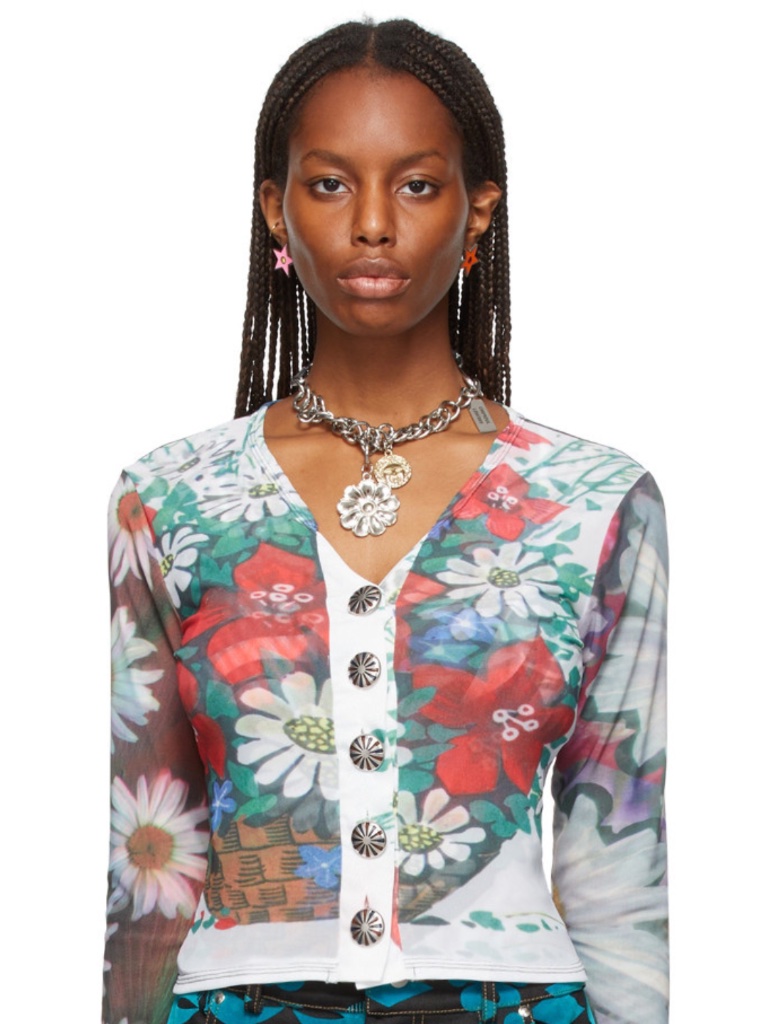 New Chopova Lowena Floral Daisy Mesh Button Top Small — image 2 of 8